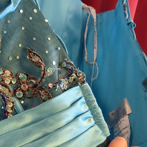 Posh Blue Formal Gown Sleeveless Spaghetti Strap Sweetheart - Picture 13 of 16